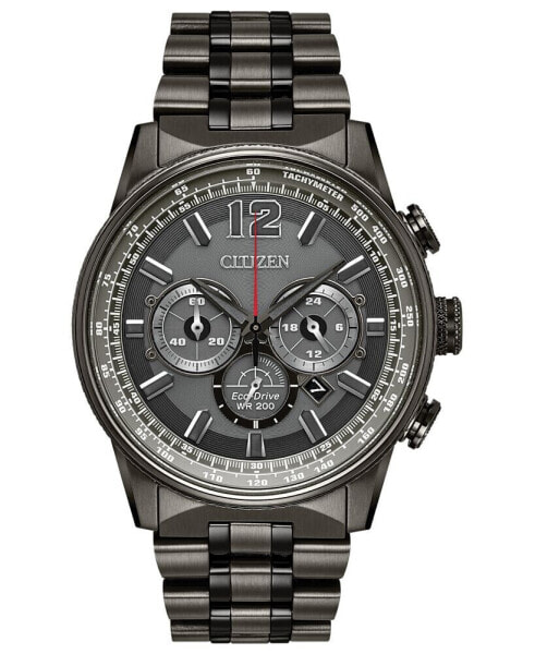 Eco-Drive Men's Chronograph Nighthawk Gray Stainless Steel Bracelet Watch 43mm