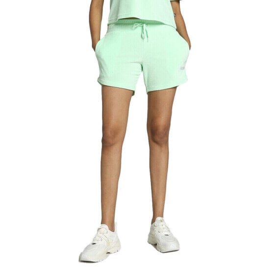 Puma Essentials Elevated 5 Inch Drawstring Shorts Womens Green Casual Athletic B
