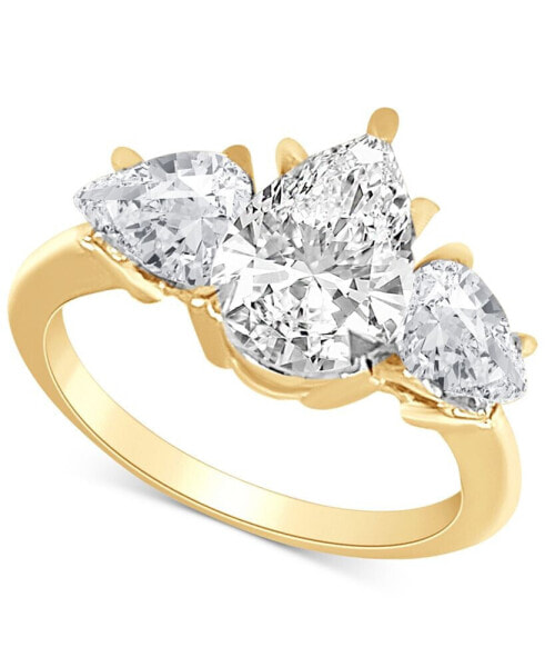 Certified Lab Grown Diamond Pear-Cut Three Stone Engagement Ring (4 ct. t.w.) in 14k Gold