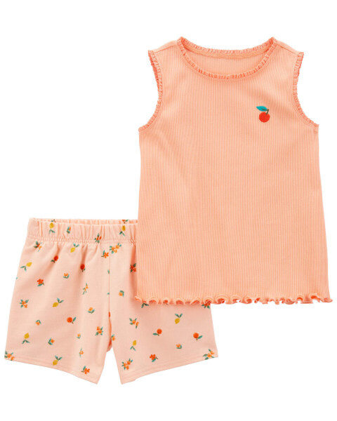 Kid 2-Piece Peach Tank & Short Set 4