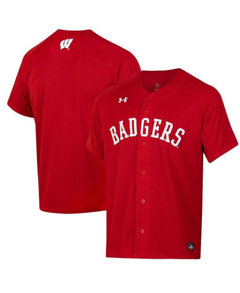 Men's Red Wisconsin Badgers Replica Full-Button Baseball Jersey