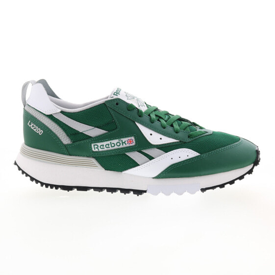 Reebok LX2200 Mens Green Leather Lace Up Lifestyle Sneakers Shoes