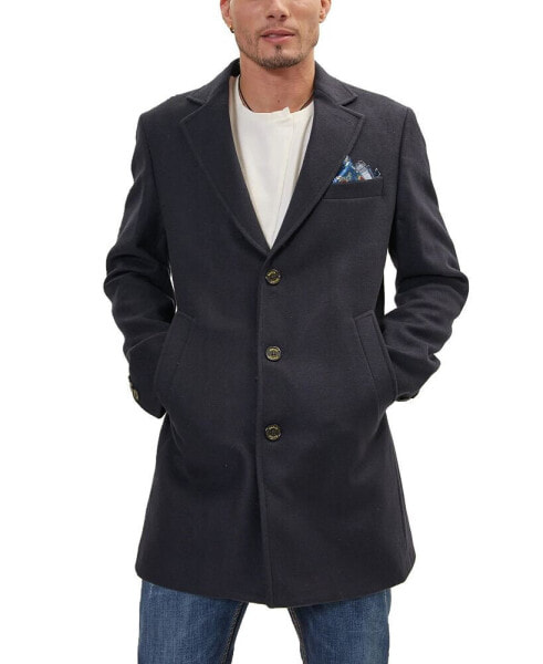 Men's Modern Wool Melange 3-Button Overcoat