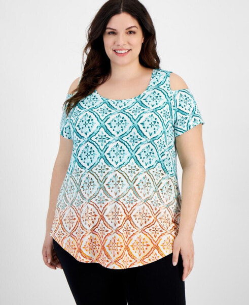 Футболка JM Collection Plus Size Myra Ombré с открытыми плечами, созданная для Macy's