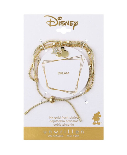 Unwritten Cubic Zirconia Mickey Mouse Star Triple Strand Bolo Bracelet