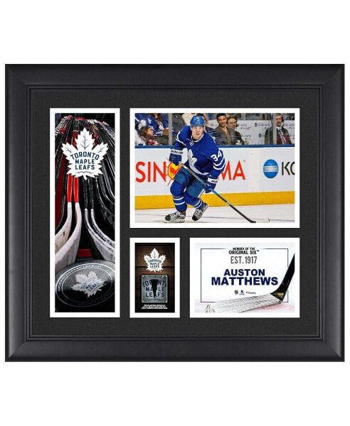 Auston Matthews Toronto Maple Leafs Framed 15" x 17" Player Collage with a Piece of Game-Used Puck