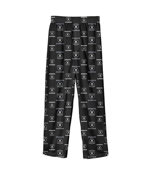 Big Boys Black Las Vegas Raiders Team-Colored Printed Pajama Pants