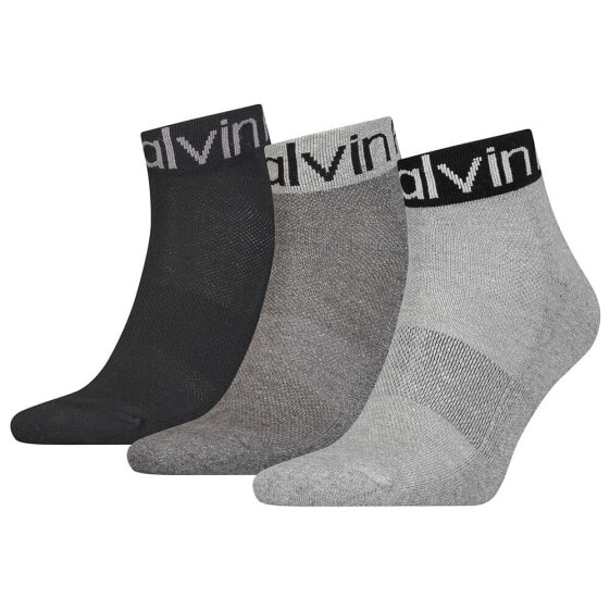 CALVIN KLEIN Logo Welt Quarter short socks 3 pairs