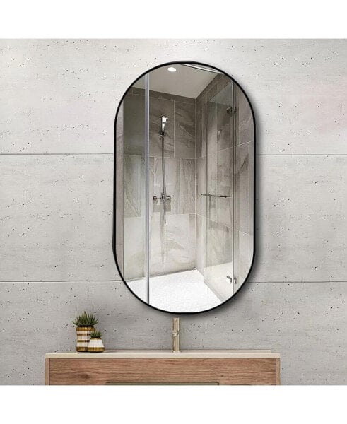 Wall Mounted Mirror, 36"X 18" Oval Bathroom Mirror, Vanity Wall Mirror W/ Stainless