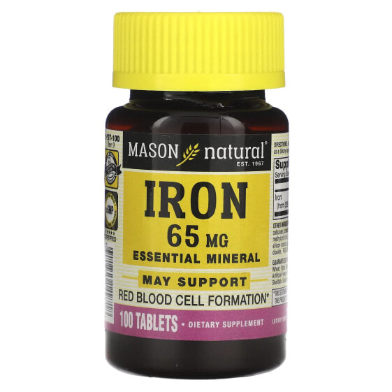 Mason Natural, железо, 65 мг, 100 таблеток