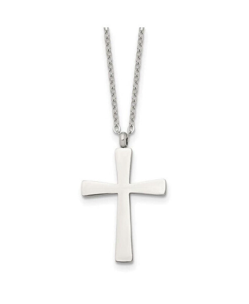 Polished Large Cross Pendant on a 18 inch Cable Chain Necklace
