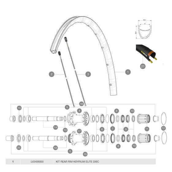 MAVIC Ksyrium Elite Disc Rear Rim Kit