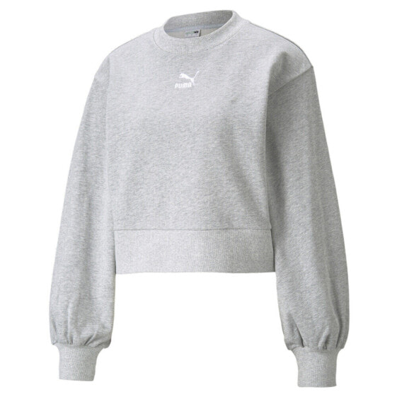 Puma Classics Puff Sleeve Crew Neck Sweatshirt Womens Grey 531616-04