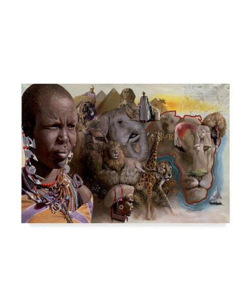 D. Rusty Rust 'Africa Lions' Canvas Art - 30" x 47"