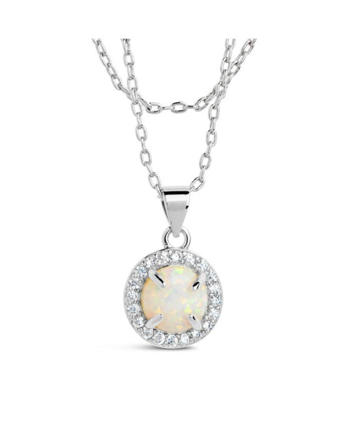 Sterling Forever cubic Zirconia Mother of Pearl Fabienne Layered Necklace