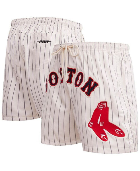 Men's Cream Boston Red Sox Pinstripe Retro Classic Woven Shorts