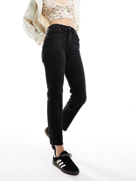 ONLY Emily high waist straight leg ankle jean in wash black