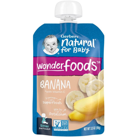 Gerber, Natural for Baby, Wonder Foods, 2nd Foods, банан, 99 г (3,5 унции)