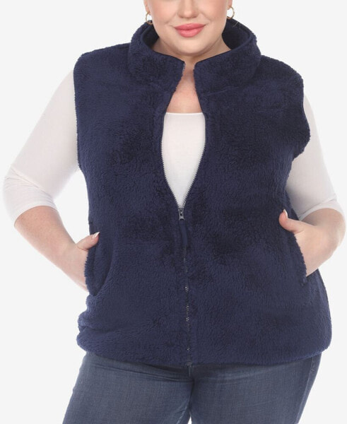 Plus Size Women's Zip Up Sherpa Vest Jacket