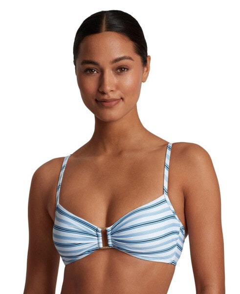 Women's Striped Embellished Bikini Top