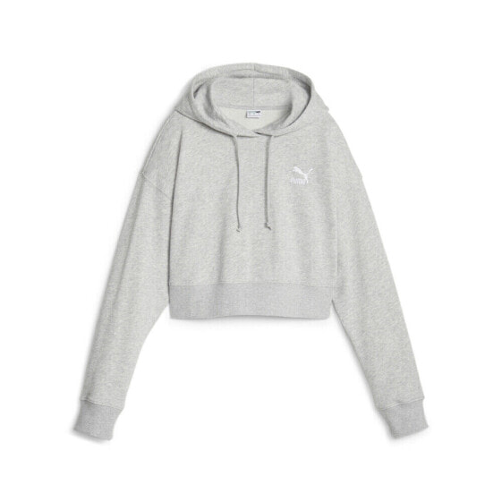 Puma Classics Cropped Pullover Hoodie Womens Grey Casual Outerwear 62140904