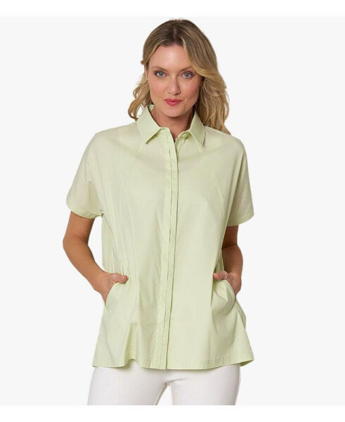 Women's Short Sleeve Button Front Cotton Poplin Fresh Start Shirt