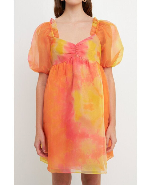 Women's ganza Tie-dye Babydoll Dress