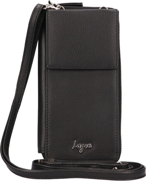 Кошелек Lagen Dámská кожаная чёрная сумка с кросс-боди BLC/5699