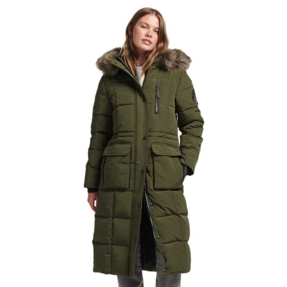 Длинное пальто с искусственным мехом SUPERDRY Longline Faux Fur Everest Jacket Refurbished