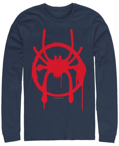 Marvel Men's Spider-Man Into the Spider-Verse Miles Morales Chest Logo, Long Sleeve T-shirt