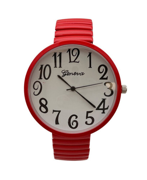 Big Face Fun Colors Stretch Band Women Watch