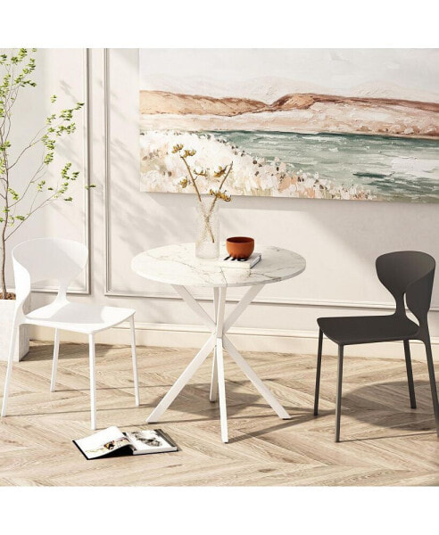 31.5" Modern Cross Leg Round Dining Table