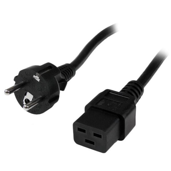 StarTech.com 2m (6ft) Computer Power Cord - 16AWG - EU Schuko to C19 - 16A 250V - Black Replacement AC Power Cord - Printer Power Cord - PC Power Supply Cable - Monitor Power Cable - UL Listed - 2 m - CEE7/7 - C19 coupler - 250 V