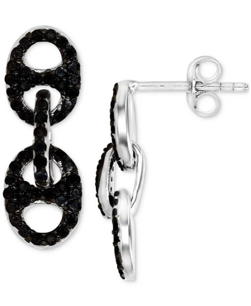 Black Spinel Mariner Link Drop Earrings (3/4 ct. t.w.) in Sterling Silver