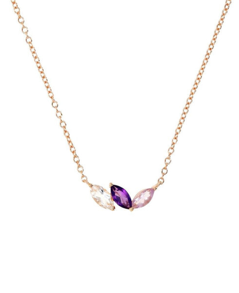 Multi-Gemstone Marquise Trinity 18" Pendant Necklace (3/4 ct. t.w.) in 14k Rose Gold-Plated Sterling Silver