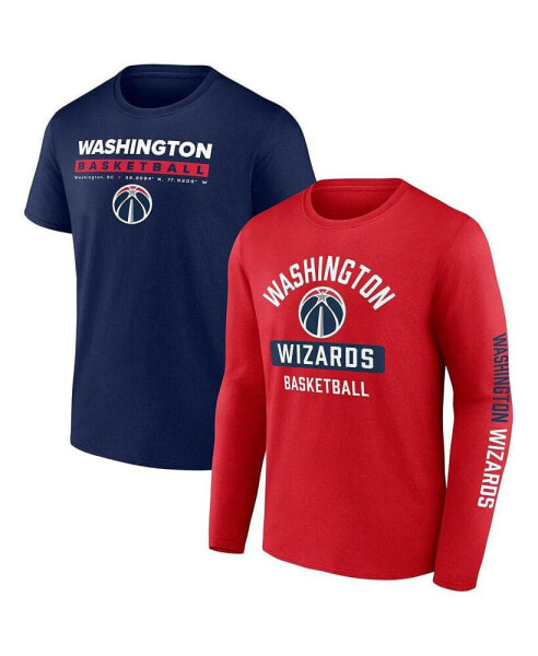 Men's Navy, Red Washington Wizards Two-Pack Just Net T-shirt Combo Set