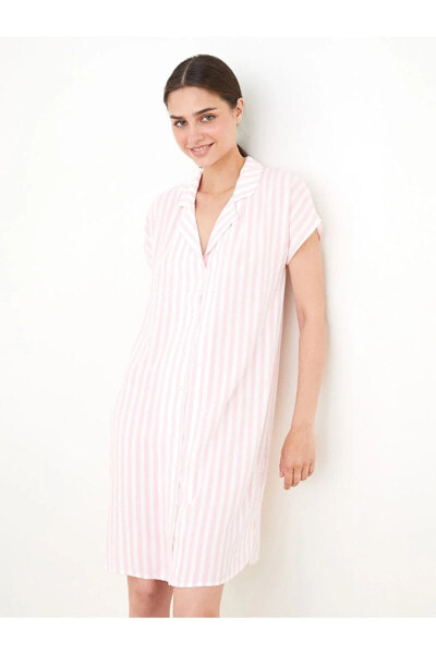 Пижама LC Waikiki Striped Short-Sleeved Viscose Nightgown