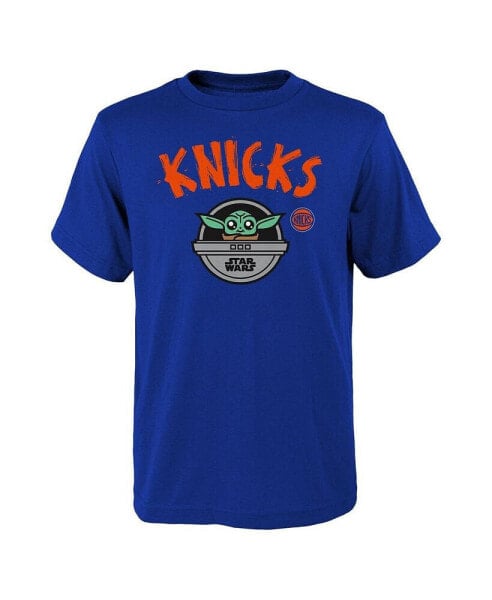 Big Boys and Girls Blue New York Knicks Star Wars the Child T-Shirt