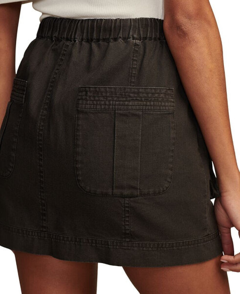 Women's Army Cargo Linen-Blend Mini Skirt