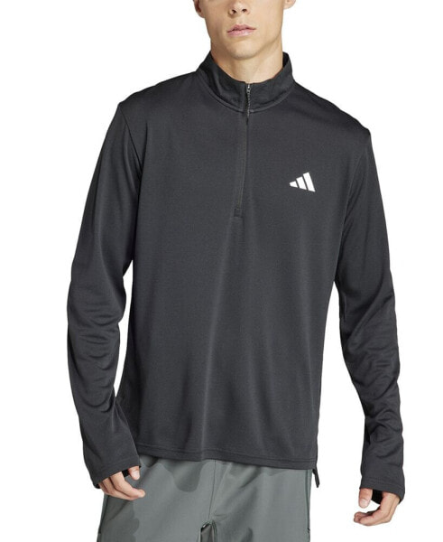Мужская футболка Adidas Essentials Training с длинным рукавом с молнией в четверть