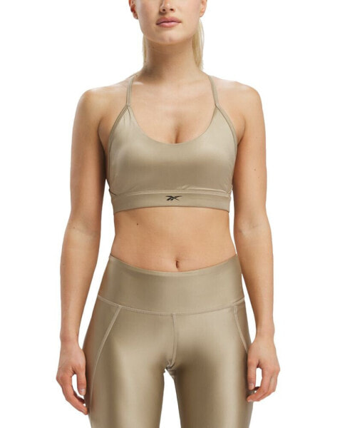 Топ спортивный Reebok женский Бюстгальтер Shine Lux Strappy Medium-Impact