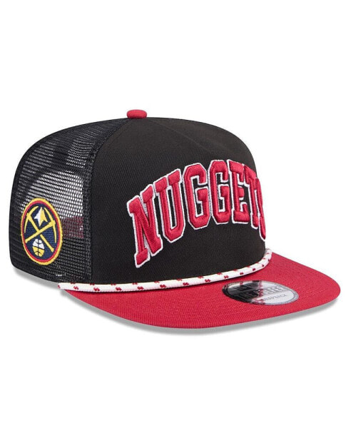 Men's Black/Crimson Denver Nuggets Throwback Team Arch Golfer Snapback Hat