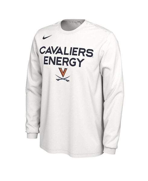 Men's White Virginia Cavaliers 2024 On Court Bench Long Sleeve T-shirt