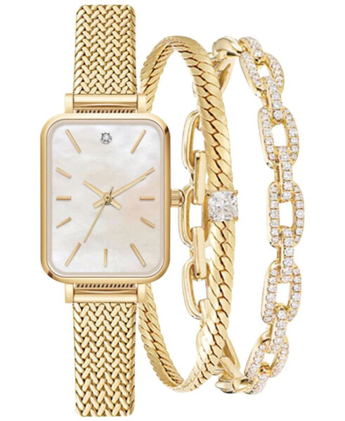Women's Gold-Tone Mesh Bracelet Watch 23mm Gift Set