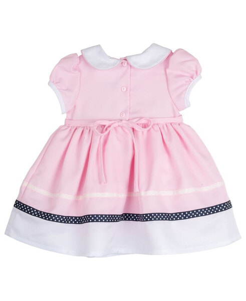 Baby Girls Sailor Dress with Matching Hat and Diaper Cover, 2 Piece Set