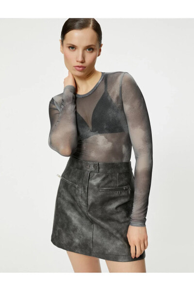 Футболка Koton Sheer Grid  Scoop Neck