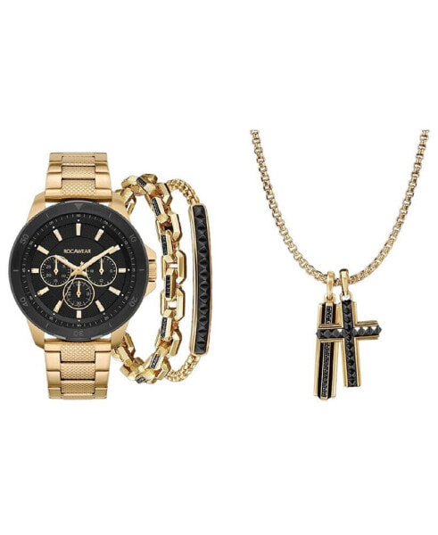 Часы и аксессуары Rocawear Мужские золотистые наручные часы с металлическим браслетом и текстурой 48 мм
