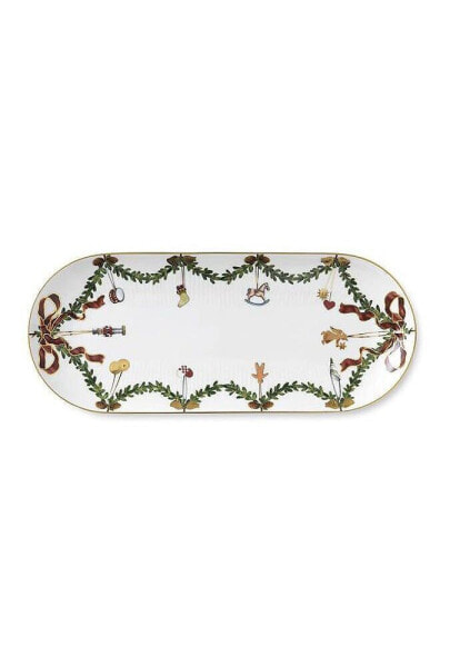 Star Fluted Christmas Oblong Dish, 15.5" L