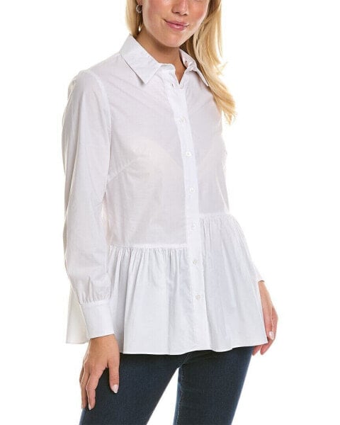 Pearl By Lela Rose Poplin Asymmetrical Top Women's White Xs