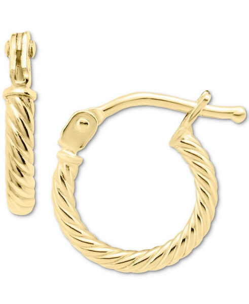 Children's Twist Style Extra Small Hoop Earrings in 14k Gold, 3/8"